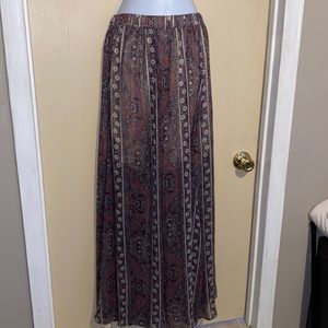 Abercrombie & Fitch Paisley Stripe Maxi Skirt in Rust and Navy